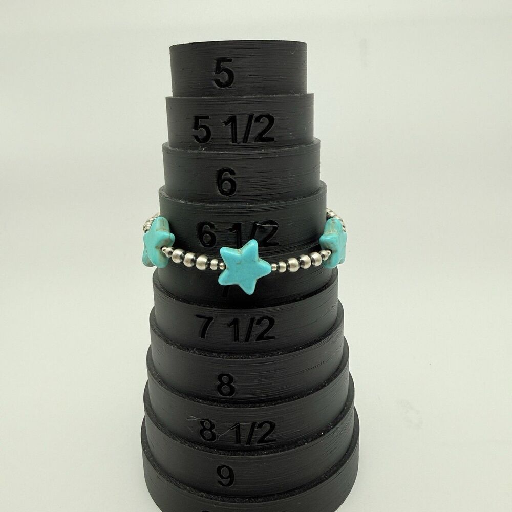 Sterling Silver Beaded Bracelet With Turquoise Stars 7” With 1” Extender - Picture 7 of 7